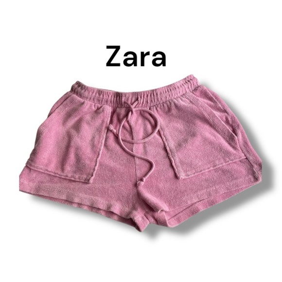 ZARA SHORTS TERRY CLOTH DRAWSTRING Pull On SZ Medium - Picture 1 of 7